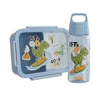 SIGG - NIMO Kids Set Let's Go - Kids Water Bottle 0.5L & Lunch Box 0.8L - Inner Tray & Leakproof Snack Box - Microwave & Dishwasher Safe - BPA-Free - For School & Nursery - Light Blue