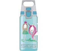 Sigg - Sports Water Bottle For Kids - Viva One Believe In Miracles - Suitable For Carbonated Drinks - Leakproof - Dishwasher Safe - BPA Free - School & Bike - Light Blue With Princess - 0.5L