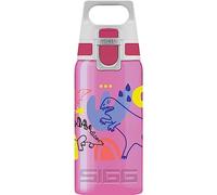 Sigg - Sports Water Bottle For Kids - Viva One Dino Run - Suitable For Carbonated Drinks - Leakproof - Dishwasher Safe - BPA Free - School & Bike - Pink - 0.5L