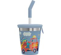 Sigg - Stainless Steel Children's Cup with Silicone Lid and Straw - Splash-Proof - BPA-Free - Lightweight and Robust - Fire Brigade - 0.35 L