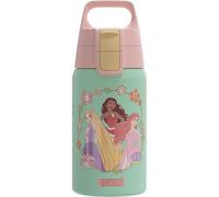 Sigg - Stainless Steel Kids Water Bottle - Shield One Disney Princesses - Suitable For Carbonated Beverages - Leakproof - Lightweight - BPA Free - Blue with Princesses - 0.5L