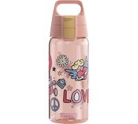 Sigg - Tritan Renew Water Bottle Kids - Total Colour ONE Kids Peace & Love - Suitable for Carbonated Drinks - Dishwasher Safe - Leak-Proof - BPA-Free - Sport & School - Pink - 0.5L
