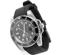 Sight Focus 19mm 20mm 21mm 22mm Curved End Rubber Watch Band for Rolex Omega X Swatch Moonswatch Speedmaster Soft Watch Strap Replacement Universal Style No Gap Watchband (black, 20mm)