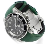 Sight Focus 20mm Curved End Retro Leather Watch Band for Rolex Submariner 40mm,Daytona 40mm,GMT-Master 40mm,Yacht-Master 40mm,Explorer I Vegetable Watch Strap Replacement, Dark green, 20mm