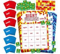 Sight Word Bingo Game, 144 Sight Words Learn to Read Level 1 & Level 2 Bingo Board Game Dolch's & Fry's Words Lists for Kindergarten and Preschool, Grade 1st, 2nd, Kids 4-8 (Up to 25 Players)