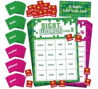 Sight Word Bingo Game, 144 Sight Words Learn to Read Level 3 & Level 4 Bingo Board Game Dolch's & Fry's Words Lists for Kindergarten and Preschool, Grade 1st, 2nd, Kids 4-8 (Up to 25 Players)