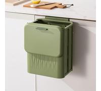 Sightday 12L Collapsible Hanging Kitchen Bin,Wall-Mounted Food Waste Bin,Cupboard Under-Sink Bins,Camping Bin with Lids For Caravan Door,Bedroom,Cabinet,Toilet,Office,Kitchen (Green)