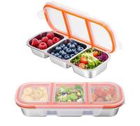 Sightday 2PCS Stainless Steel Snack Containers with Lids,600Ml Reusable Snack Containers,Leak-Proof Snack Box with Airtight Lids,for Fruit,Nut,Picnic,School,Work,Dishwasher Safe(Silver-2Pack)