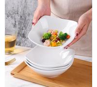 Sightday 4PCS Pasta Bowls,Dipping Bowls Durable,Ceramic Bowl Set-Snack Bowls,Dishwasher and Microwave Safe,Dinner Plates Set for Salad,Pasta,Dessert,Steak,Appetizers,Dipping(White)