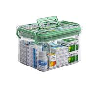 Sightday Medicine Storage Box,Household Medicine Storage Box Organiser,Double Layers First Aid Box,Multi Grid Portable with Lid Medication Cabinet for Home(Green-S)