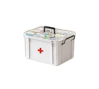 Sightday Medicine Storage Box,Household Medicine Storage Box Organiser,Double Layers First Aid Box,Multi Grid Portable with Lid Medication Cabinet for Home(White-S)