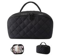 Sightday Travel Makeup Bag with Compartments,Make Up Bags for Women,Portable Makeup Organiser with Clear Divider and Brush Compartment,for Young Lady,Ladies,Travel,Going Out(Black)