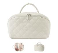 Sightday Travel Makeup Bag with Compartments,Make Up Bags for Women,Portable Makeup Organiser with Clear Divider and Brush Compartment,for Young Lady,Ladies,Travel,Going Out(White)
