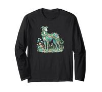Sighthound Dog Elegant Blossom Meadow Art Long Sleeve T-Shirt