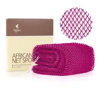 SIGHTOR African Net Sponge Authentic - Nylon Exfoliating Body Scrubber Bath Sponge 4 Layers Thickened - Real Body Exfoliator Bath Net, Bathing Accessories (Burgundy)