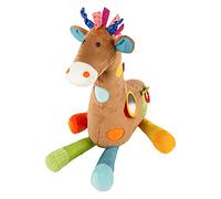 SIGIKID 42863 Baby Toy XXL Giraffe, PlayQ Educational Toy, Cushion Plush Toy with Teething Ring, Rattle, Mirror, Squeaker, for Babies and Children from 3 Months, Multicoloured/Giraffe 72 cm