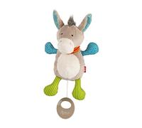 SIGIKID Mini Music Box Donkey, Cuddly Toy with Wind-Up Music Box, Gentle Melody for Sleeping, Interchangeable Musical Mechanism, for Babies and Children from Birth, Item No. 42891, Multi-Coloured 20 cm