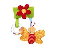 Sigikid PlayQ Butterfly Pendant, Educational Toy for Hanging on Baby Seat and Pram, Fun with Rattle and Crinkle Foil, for Babies on Travel, Item No. 42871, Multi-Colour, 24 x 14 x 3 cm