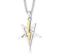 Sigil of Lucifer Satanic Jewelry Inverted Pentagram Bolt Church of Satan Logo Satanic Symbol Satanism Satan,Gothic Wiccan Jewelry Fashion Book Multicoloured