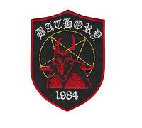 SigitasTrading Embroidered Patch - Bathory Metal Band 1984 Badge (1 Piece, Black, Vinyl, Cotton/Polyester/Nylon)