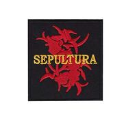 SigitasTrading Red Yellow Metal Band Patch Badge Embroidered Iron-On Applique Souvenir Accessory