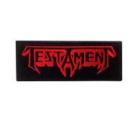 SigitasTrading TESTAMENT Iron-on Embroidered Patch, Blue, Rectangular, 1 Piece, Heavy Metal, Decorative, Handmade, Music, Kid