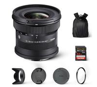 Sigma 10-18mm F2.8 DC DN Contemporary Lens for Sony E | Ultra Wide-Angle Zoom with Tiffen 67mm UV Protector Filter, Waith Camera Backpack and 64GB Extreme PRO UHS-I SDXC Memory Card (Bundle Set)