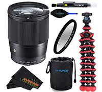 Sigma 16mm f/1.4 DC DN Contemporary Lens for Sony E + Sunshine Essentials Bundle