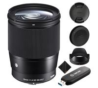 Sigma 16mm F1.4 Contemporary DC DN Lens for Sony E-Mount APS-C Mirrorless Camera - Professional Wide-Angle Prime Lens with Elgato Cam Link 4K HDMI Capture Device for Streaming and Recording Bundle Kit