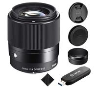 Sigma 30mm F1.4 Contemporary DC DN Lens for Sony E-Mount APS-C Mirrorless Camera - Professional Wide-Angle Prime Lens with Elgato Cam Link 4K HDMI Capture Device for Streaming & Recording, Bundle Kit