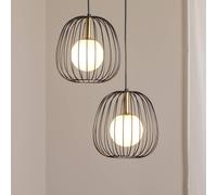 SIGMA Bell pendant light, 2-bulb, black/gold/white