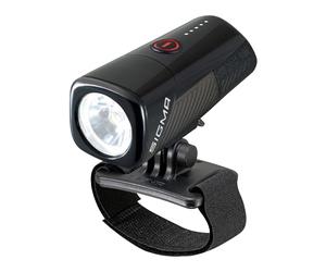 SIGMA Buster 400 HL, helmet lamp with 400 lumens, rechargeable helmet lamp with five lighting modes, with function for quick attachment, colour: black