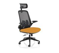 Sigma Executive Mesh Chair With Folding Arms Bespoke Colour Seat Senna Yellow