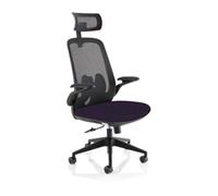 Sigma Executive Mesh Back Office Chair Bespoke Fabric Seat Tansy Purple With Folding Arms - KCUP2031