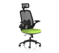 Sigma Executive Mesh Back Office Chair Bespoke Fabric Seat Myrrh Green With Folding Arms - KCUP2027