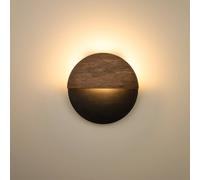 SIGMA Luna S LED wall light, black/wenge, steel, wood, 3,000 K