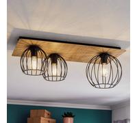 SIGMA Malin ceiling light, angular wooden shade, 3-bulb