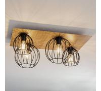 SIGMA Malin ceiling light, angular wooden shade, 4-bulb