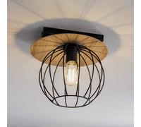 SIGMA Malin ceiling light, round wooden shade, 1-bulb
