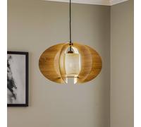 SIGMA Modern C M pendant light with wooden slats, Ø 50 cm