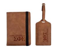 Sigma Phi Epsilon Passport Holder and Luggage Tag Travel Accessories Set, Officially Licensed Sigma Phi Epsilon Fraternity Gift for Men