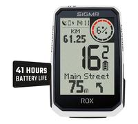 SIGMA ROX 4.0 Endurance White Sensor Set | Wireless Bicycle Computer GPS & Navigation Including Speed, Heart and Cadence Sensors & Overclamp Butler | 41 Hours Battery Life | E-Bike Compatible