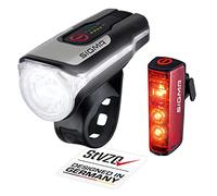 SIGMA SPORT Aura 80 and BLAZE LED Bike Light Set, StVZO-Approved, Battery-Powered Front Light and Rear Light with Brake Function