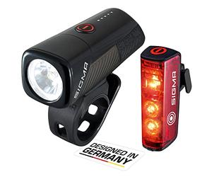 SIGMA SPORT Bike Lights Front and Back BUSTER 400 FL & BLAZE FLASH - USB C Rechargeable Bicycle Lights with Versatile Modes | IPX4 Waterproof Bike Light with 400 Lumens & 120 Meters Beam Range