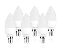 SIGMALED Lighting, 6W (= 45W) E14 LED Light Bulbs, 550 Lumen, Energy Class A+ C37 Small Candle Light Bulbs, Neutral White Light (4000K), Pack of 6