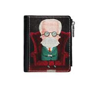 (Sigmund Freud_46) PU Wallet Compact Bifold with Zipper & Multiple Card Coins Slots Black Stylish Durable Graphic Design Print for Men Women Kids Christmas Gift