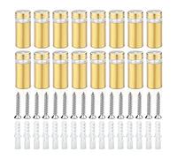 Sign Advertising Nail, Stainless Steel Sign Standoff Screws 16 Pcs, Suitable For Standoff Fixings For Glass Posters, Picture Frames And Mirrors (25mm x 12mm) (Golden)