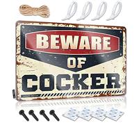 Sign Decor Beware Of Cocker Tin Sign Bar Rules Tin Metal Sign Desk Signs For Office Fun(20X30CM)