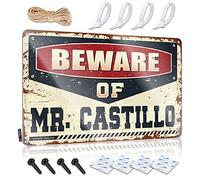 Sign Decor For A Retro & Vintage Rules Metal Folded Edge : Beware Of Mr. Castillo Wall Art Decor | Vintage Western Decor For Bedroom