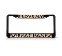 Sign Destination - Great Dane Dog Metal License Plate Frame Weatherproof Car Accessories Black 2 Holes Solid Insert 1 Frame